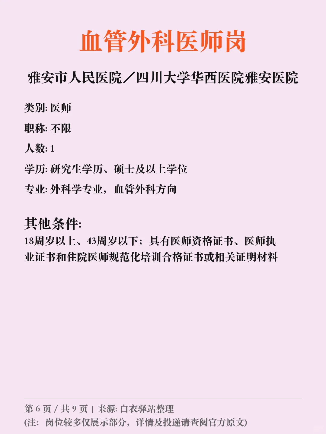 雅安市人民医院／四川招聘➡️