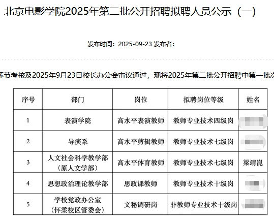 恭喜梁靖崑上岸北京电影学院