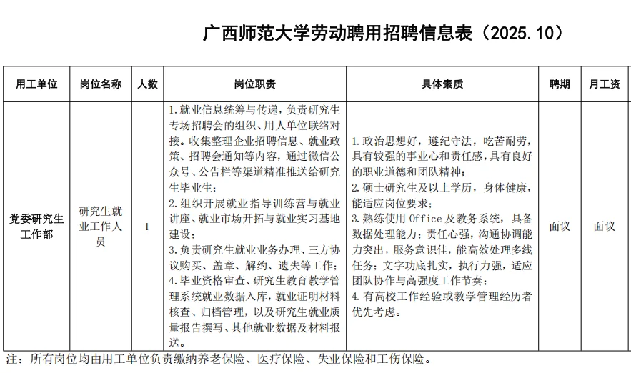 广西师范大学2025年10月招聘公告