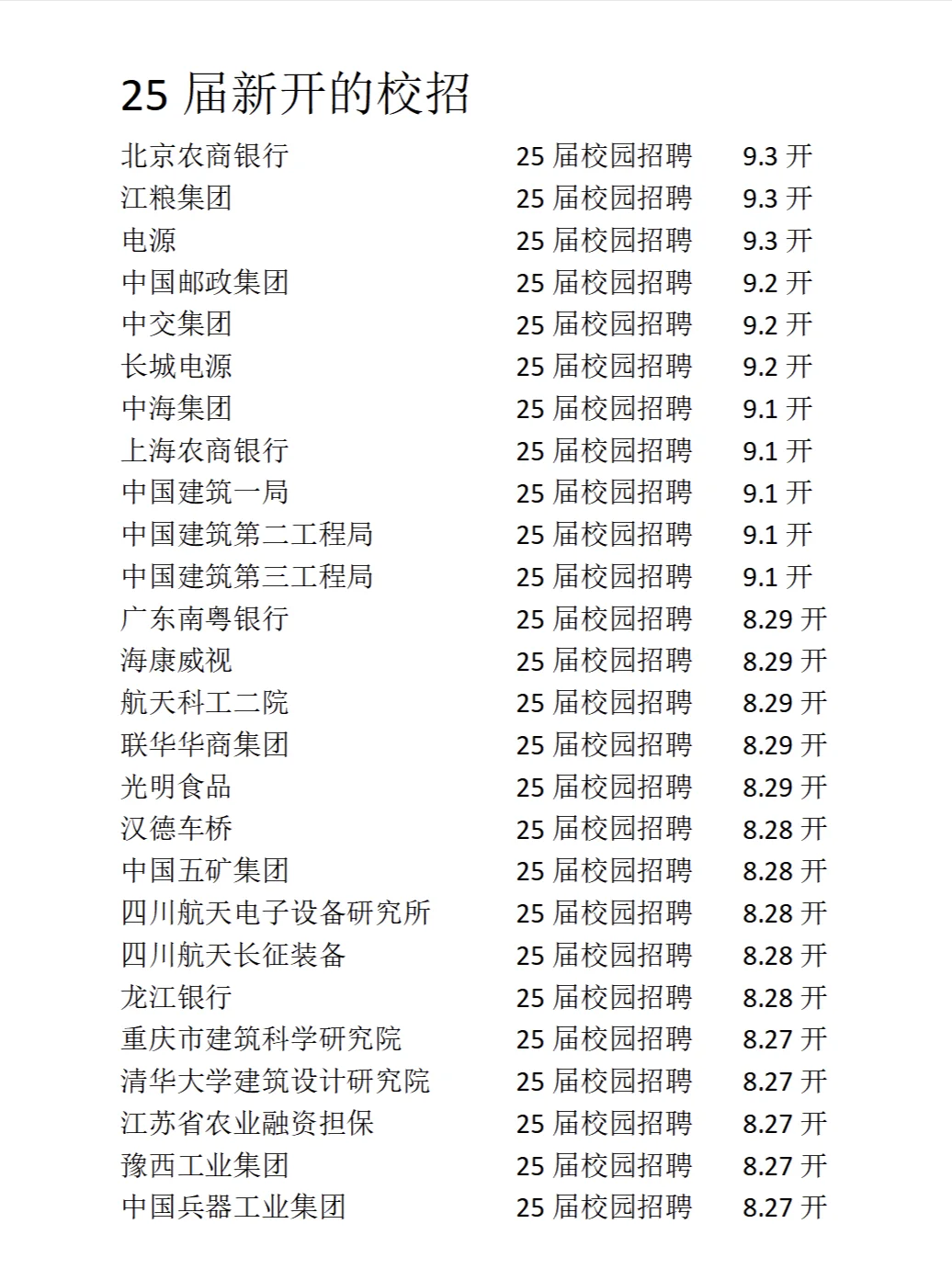 9月3号，25届校招持续招聘中