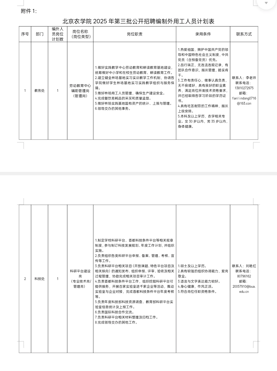 招聘｜北京农学院2025年第三批公开招聘