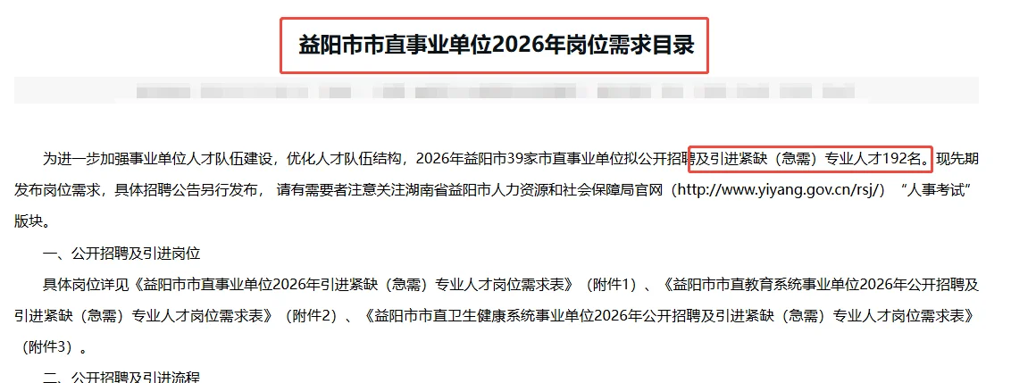 益阳市直事业单位招聘193人！