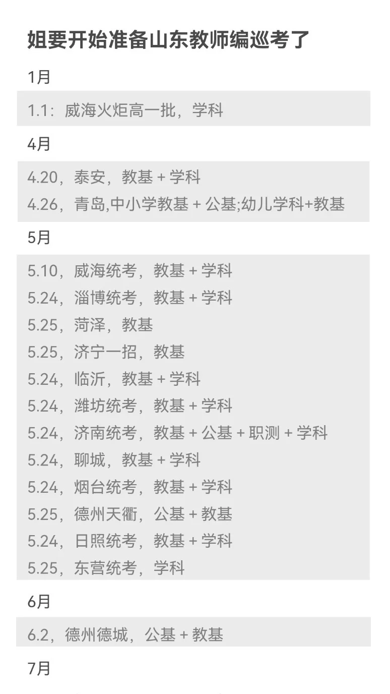 姐要开始准备山东教师编巡考了