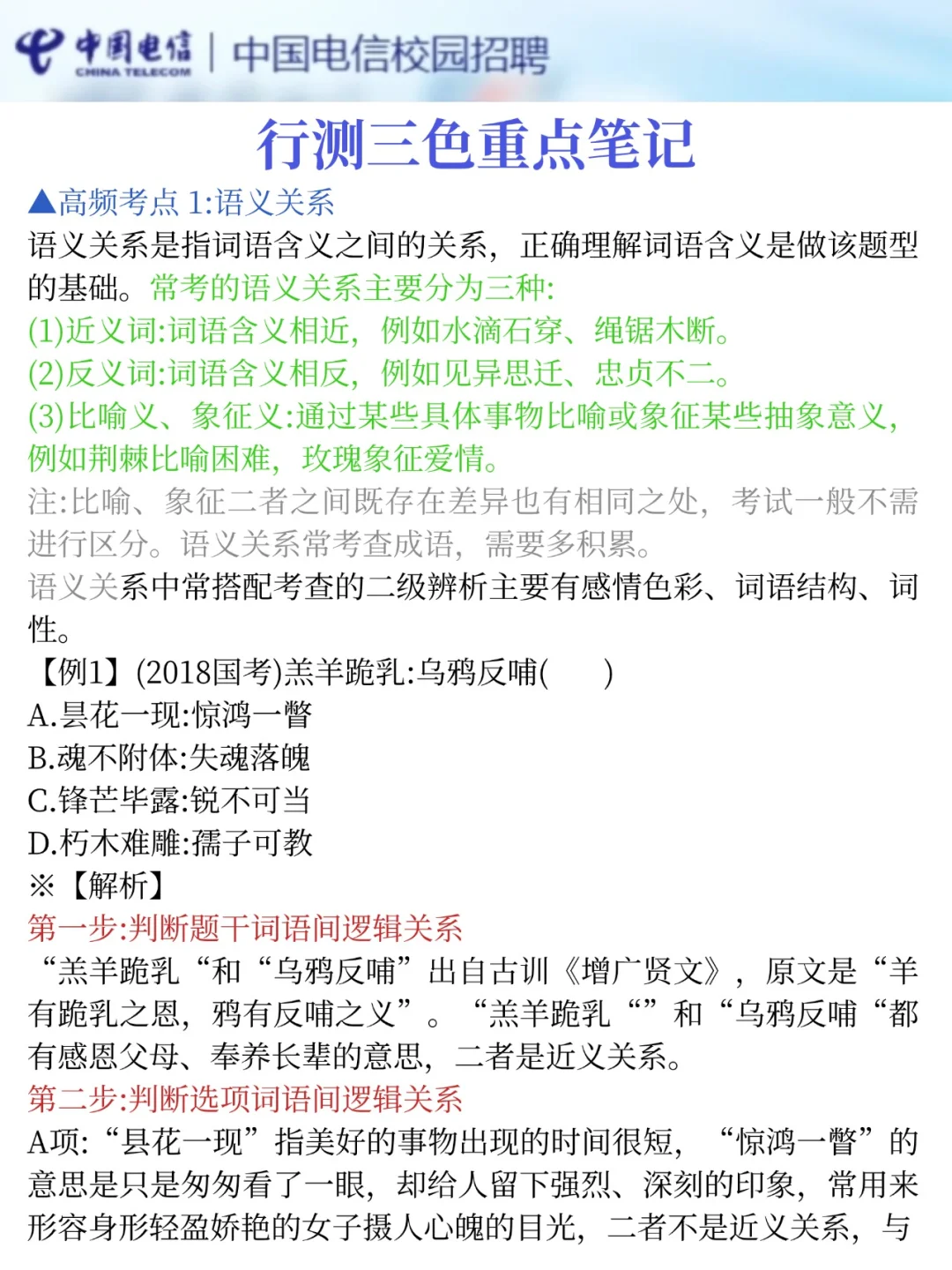 10.11-12中国电信笔试哒案已出，无脑背吧