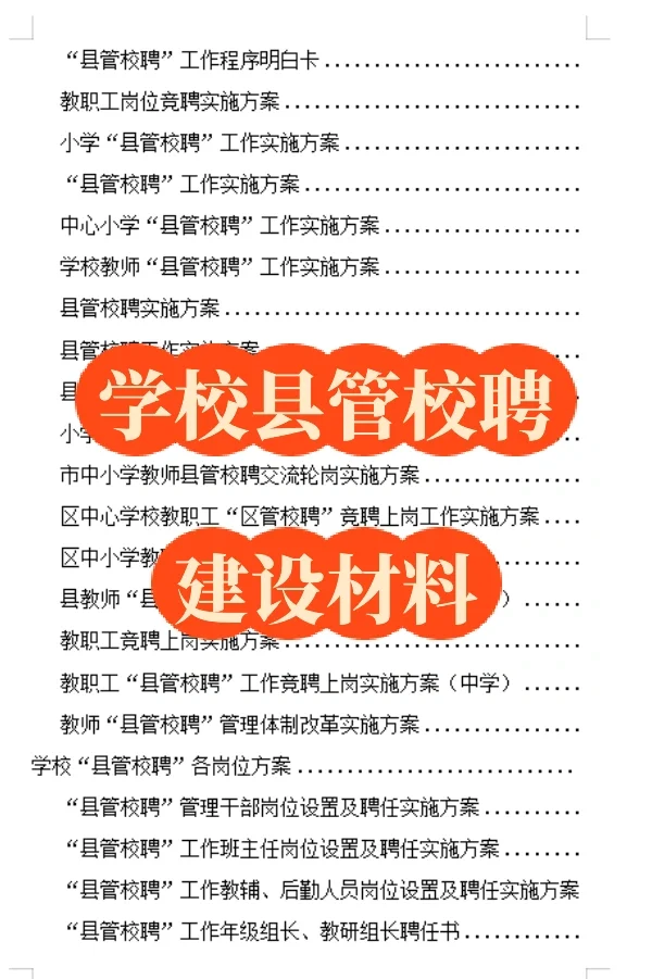 学校县管校聘管理计划方案工作台帐考核评分