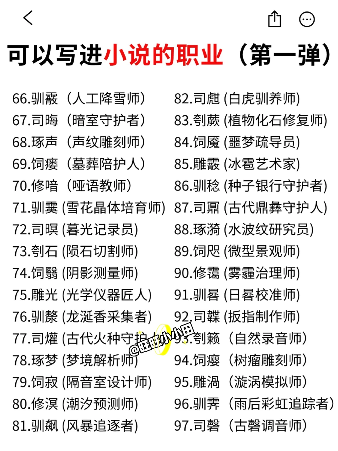 写作：可以写进小说的职位