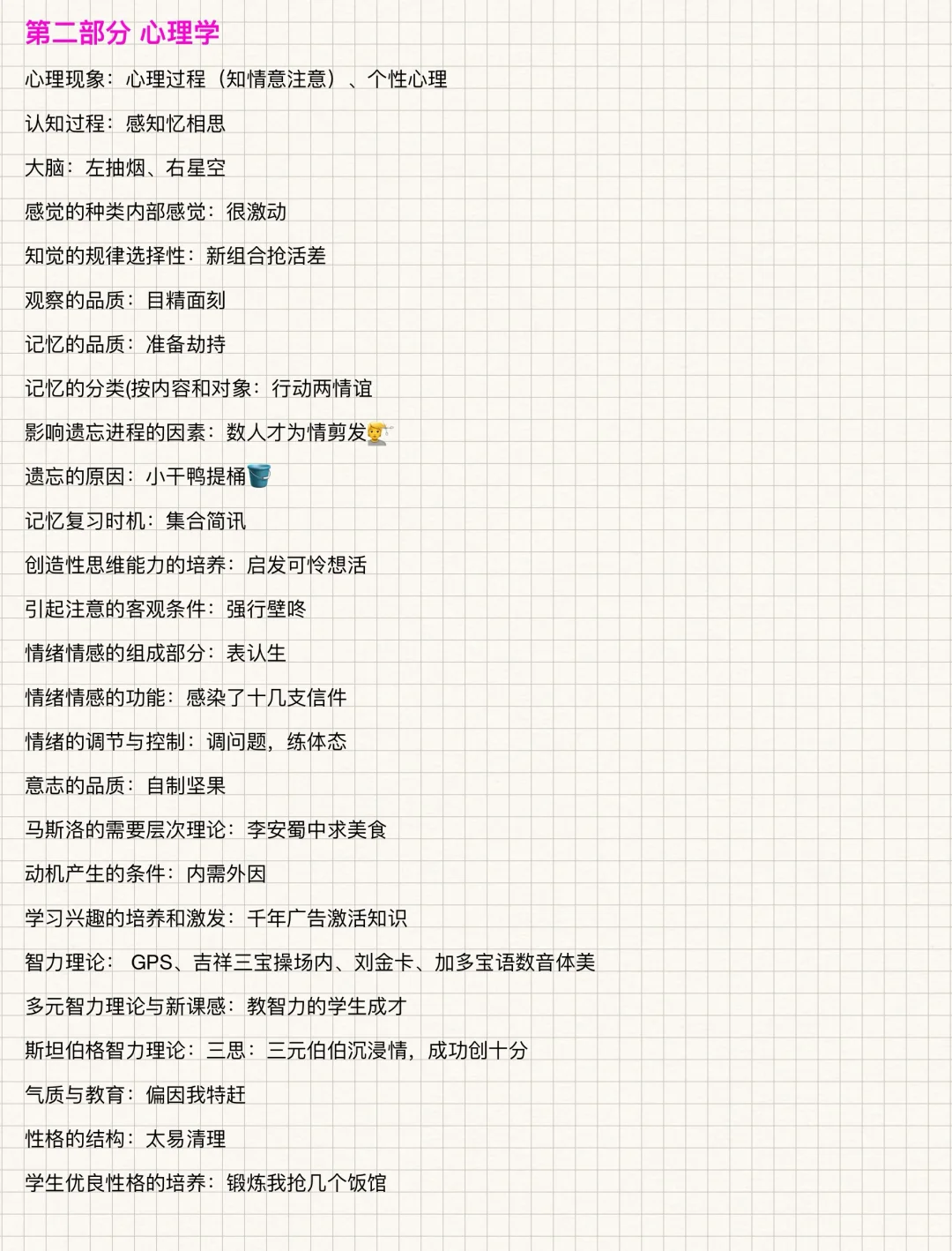 教综 山香口诀合集