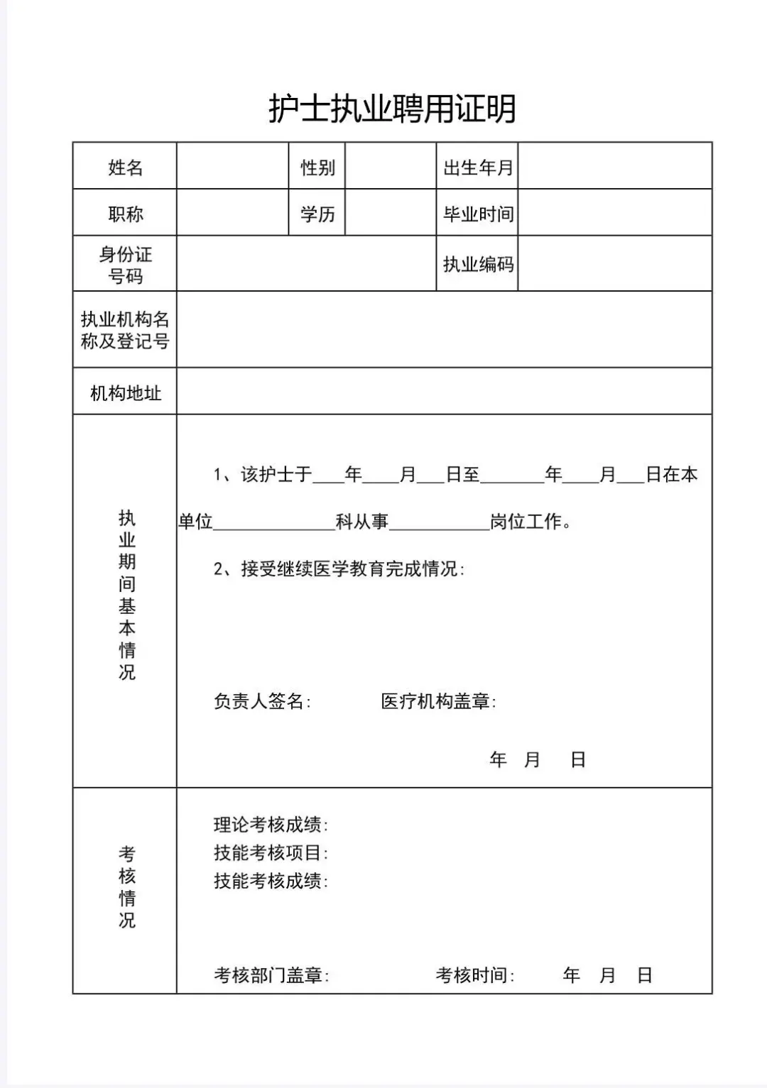 护士执业聘用证明电子版
