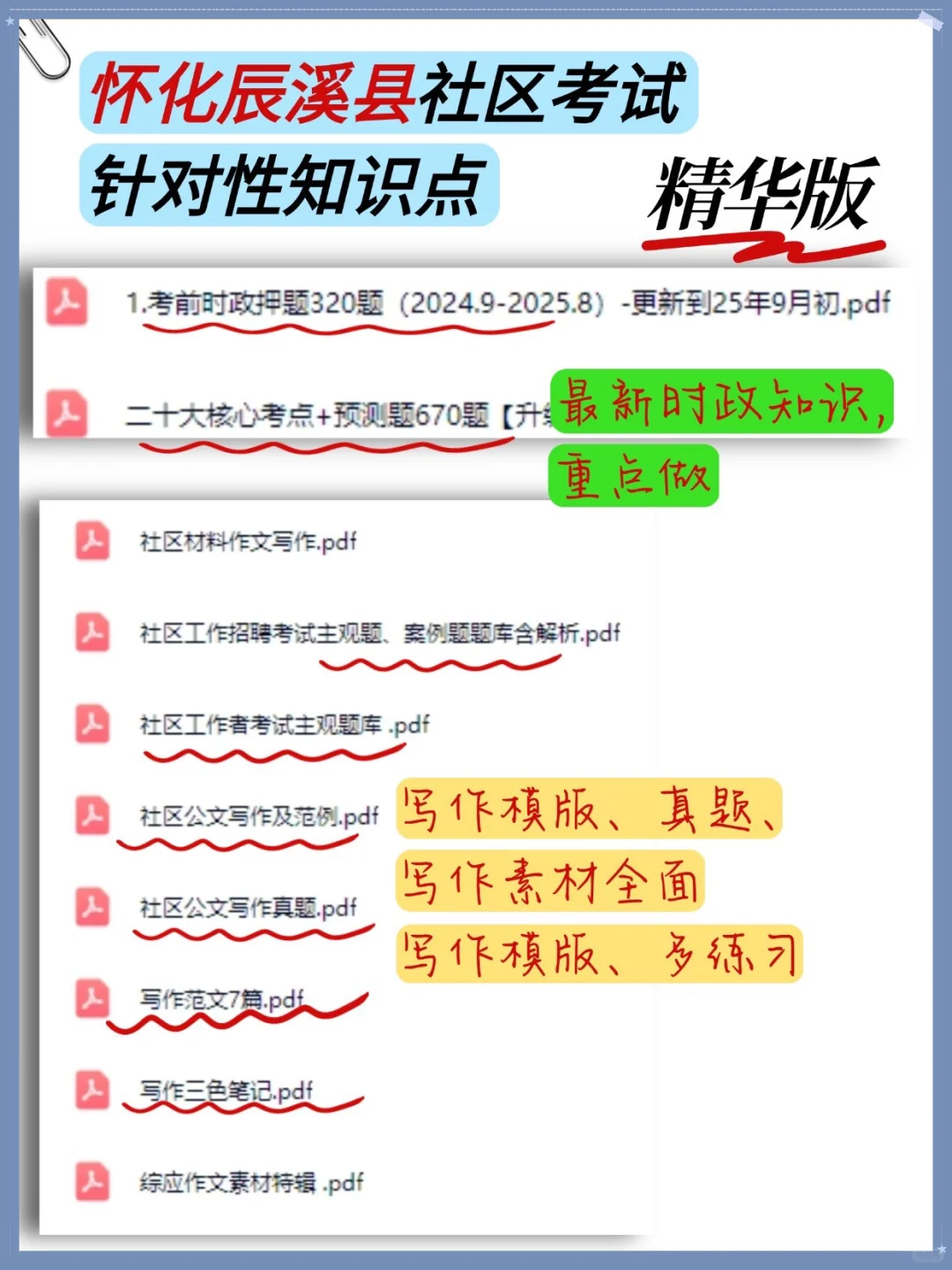 怀化辰溪县社区招聘，就这几页，熬夜背，稳！
