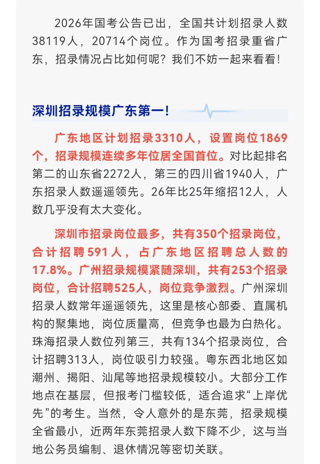 今年国考,广东招录人数全国遥遥领先!