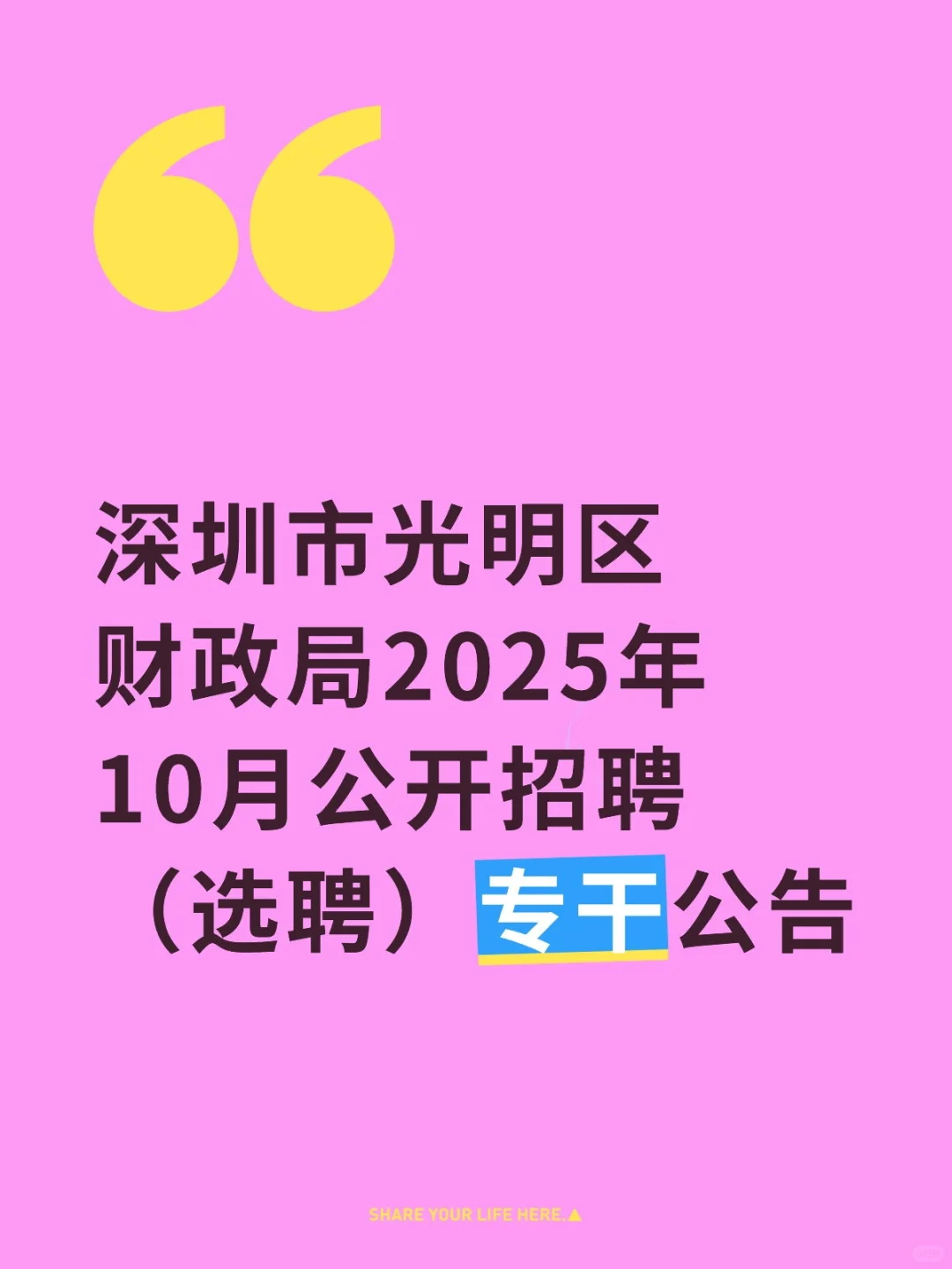 光明区财政局2025年10月公开招聘专干