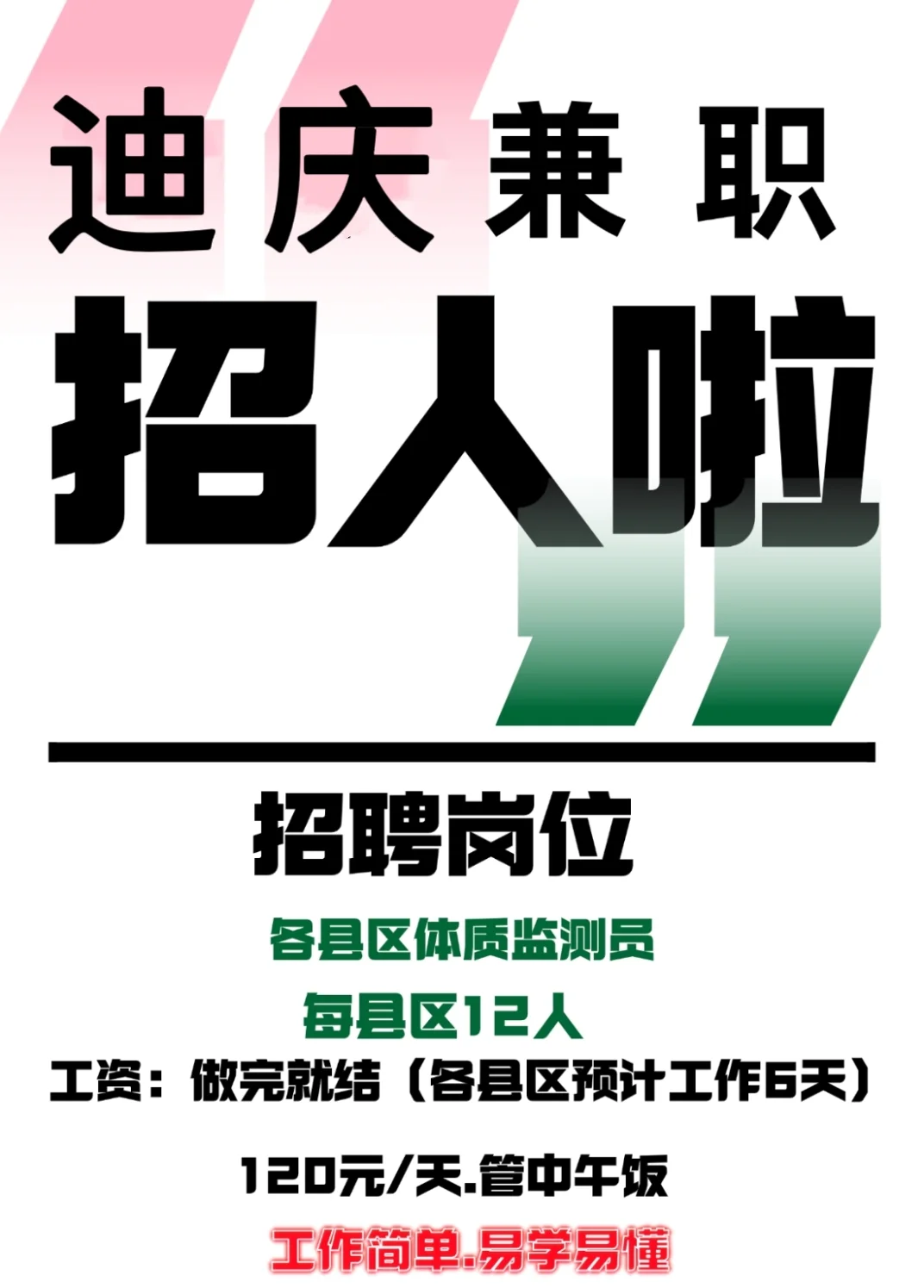 迪庆国民体质监测员兼职直招