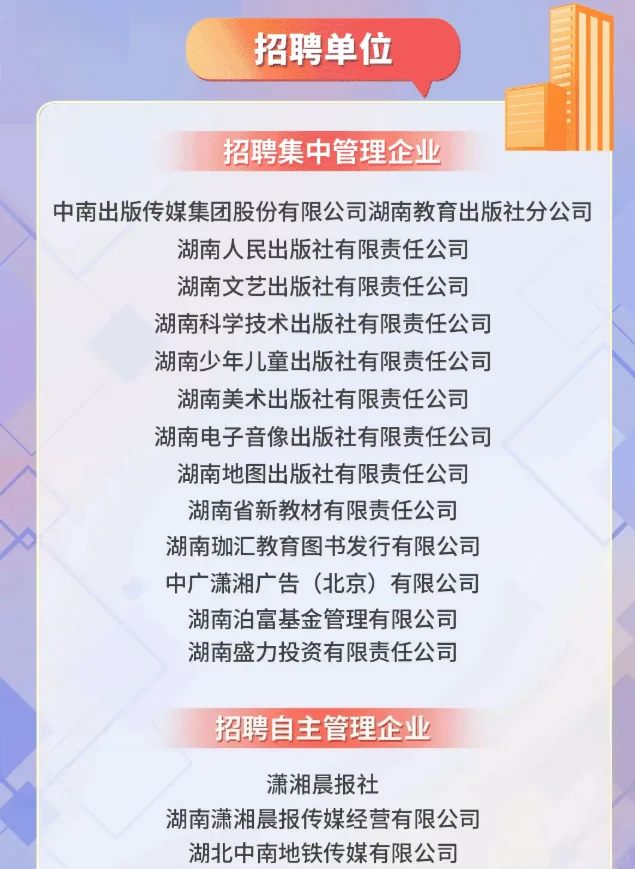 校招|湖南出版&中南传媒2025秋季招聘公告