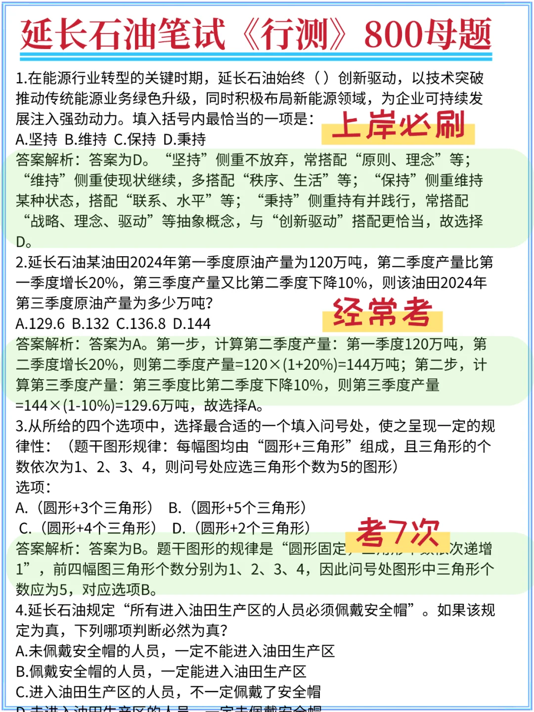 分享一个延长石油招聘笔试备考的野路子！