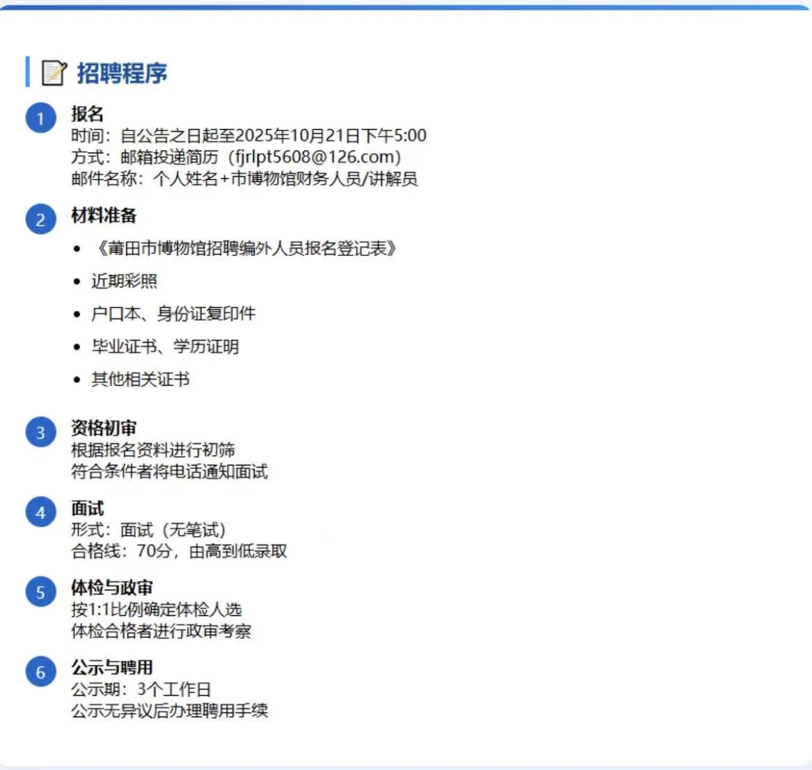 莆田市博物馆招聘！