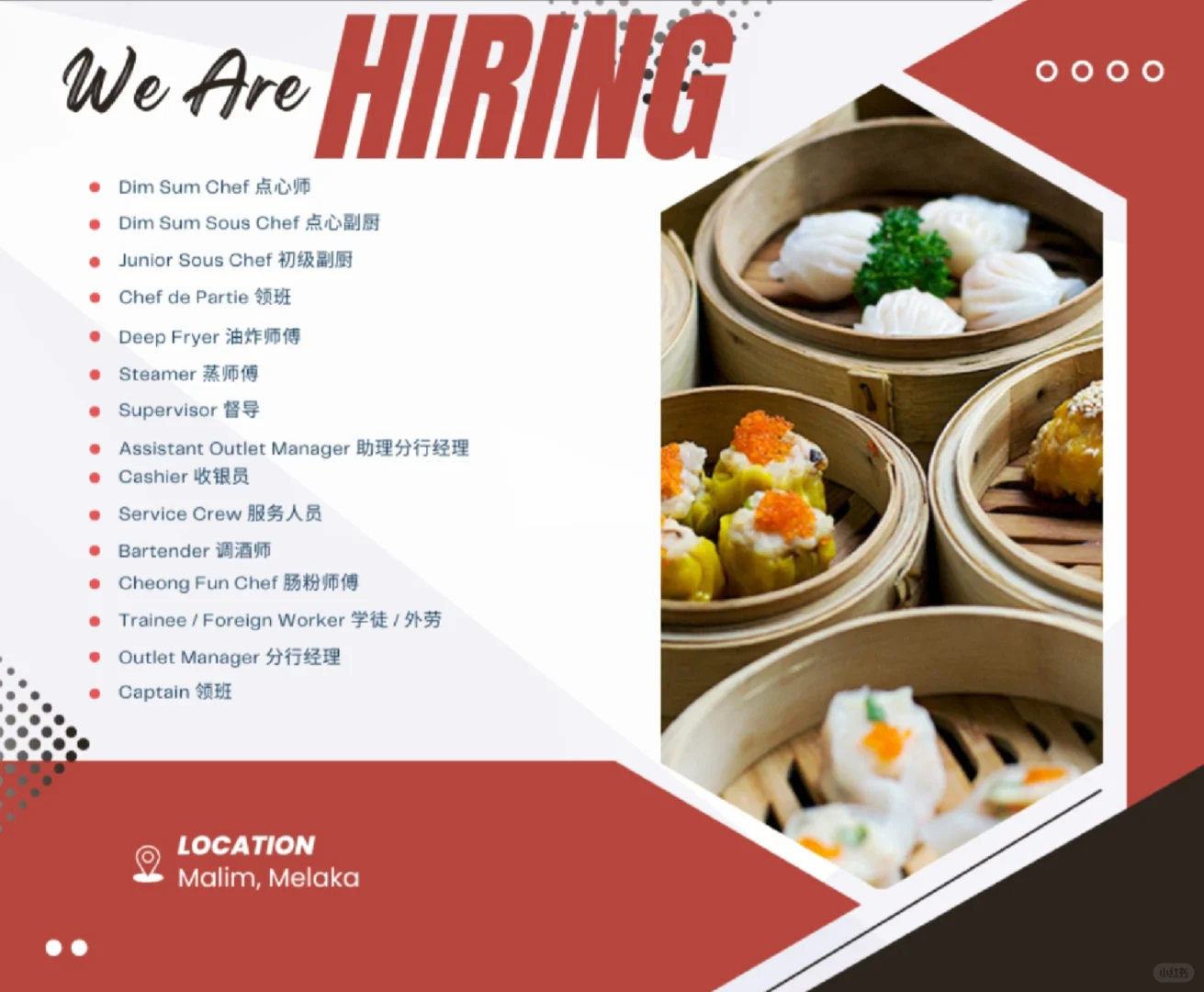Vacancy at non-halal restaurant