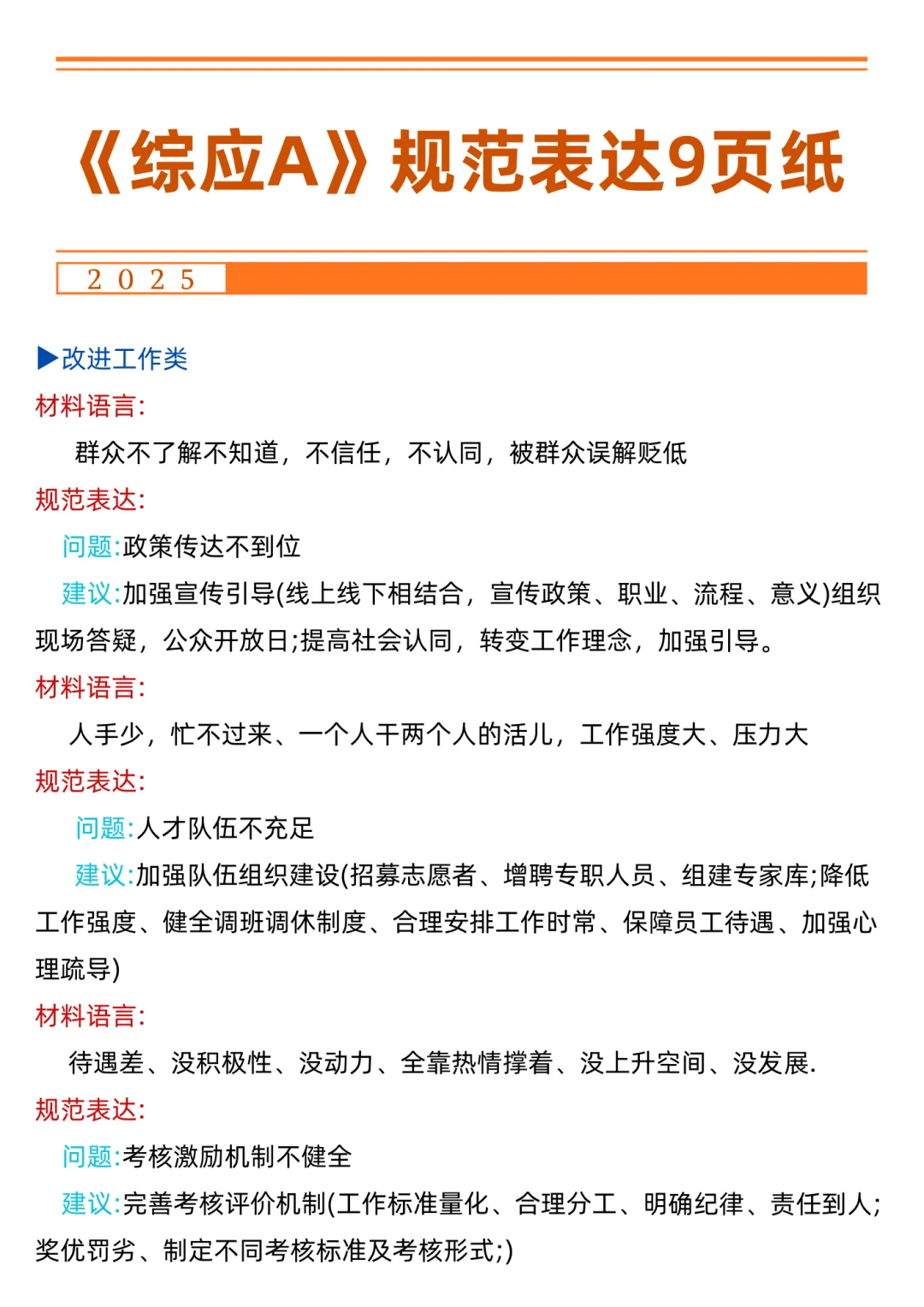 10.25事业编A类，无非考这些，快背吧