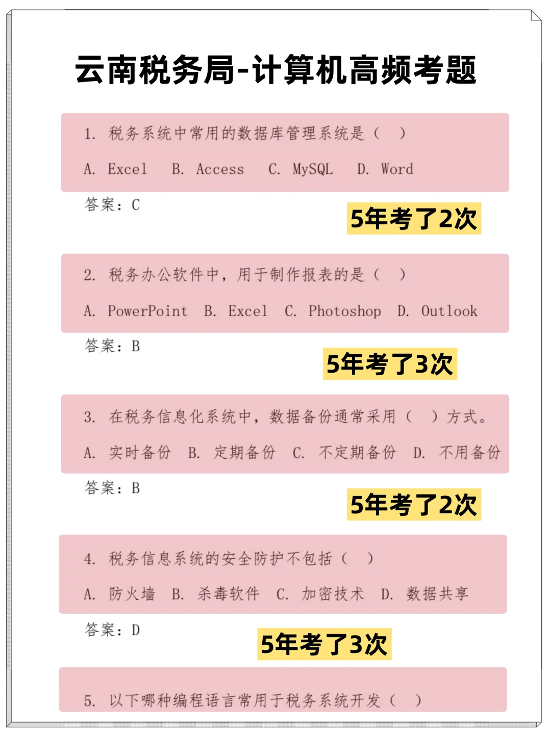 想报考云南税务局小道消息，客观题背没丢分