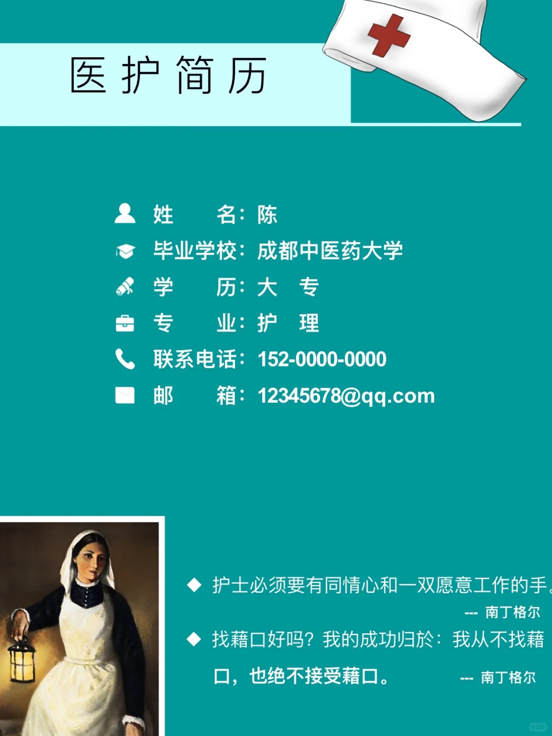 护理生求职简历模板