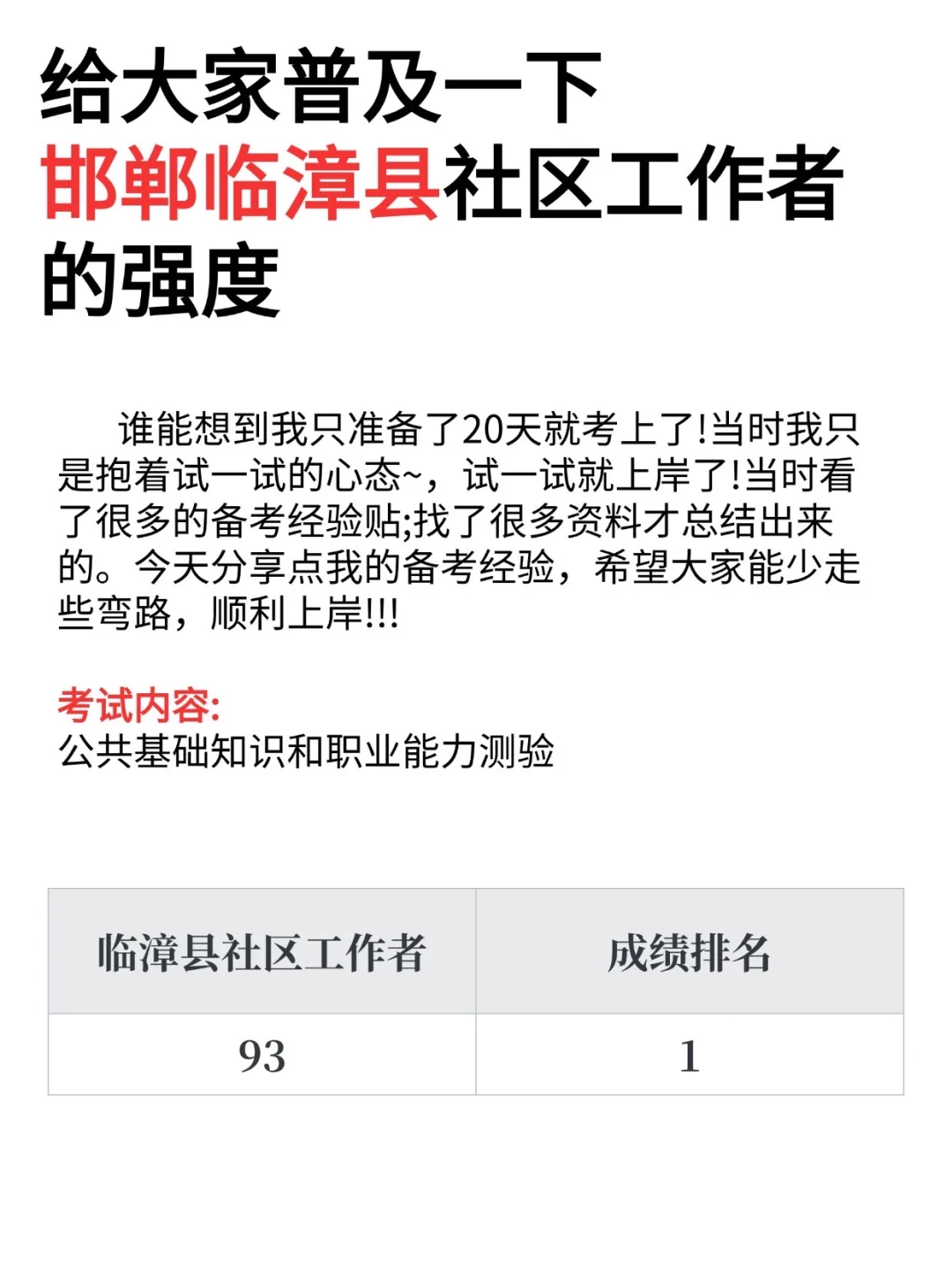 普及下邯郸临漳县社区招聘的强度，背吧！