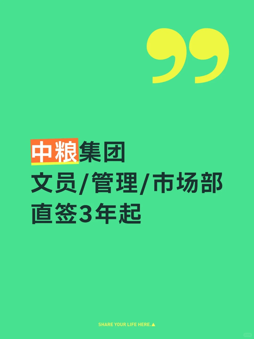 中粮集团｜文员/管理/市场部，直Q3年起