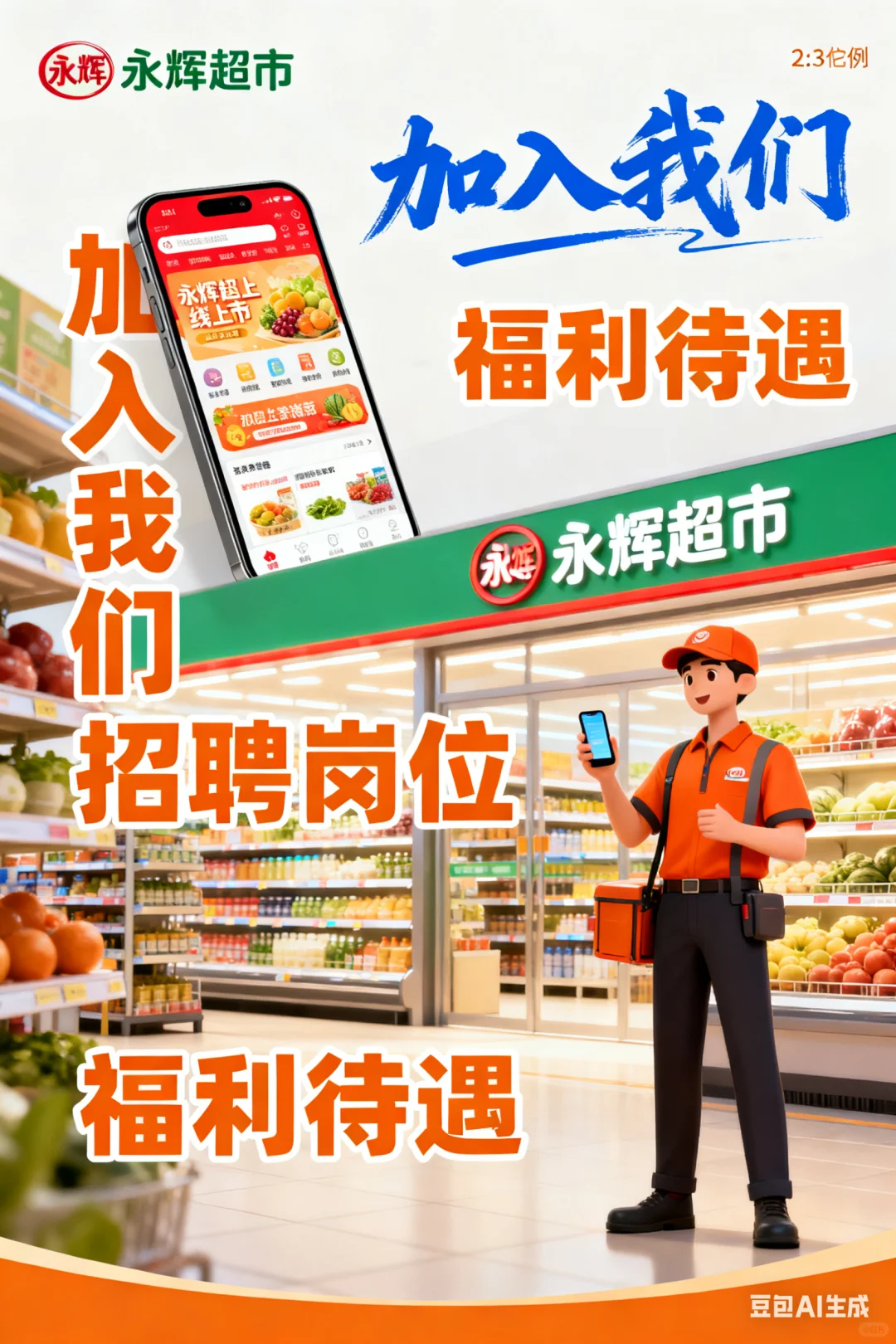 永辉线上超市急招！不卡学历、薪资透明，赚钱