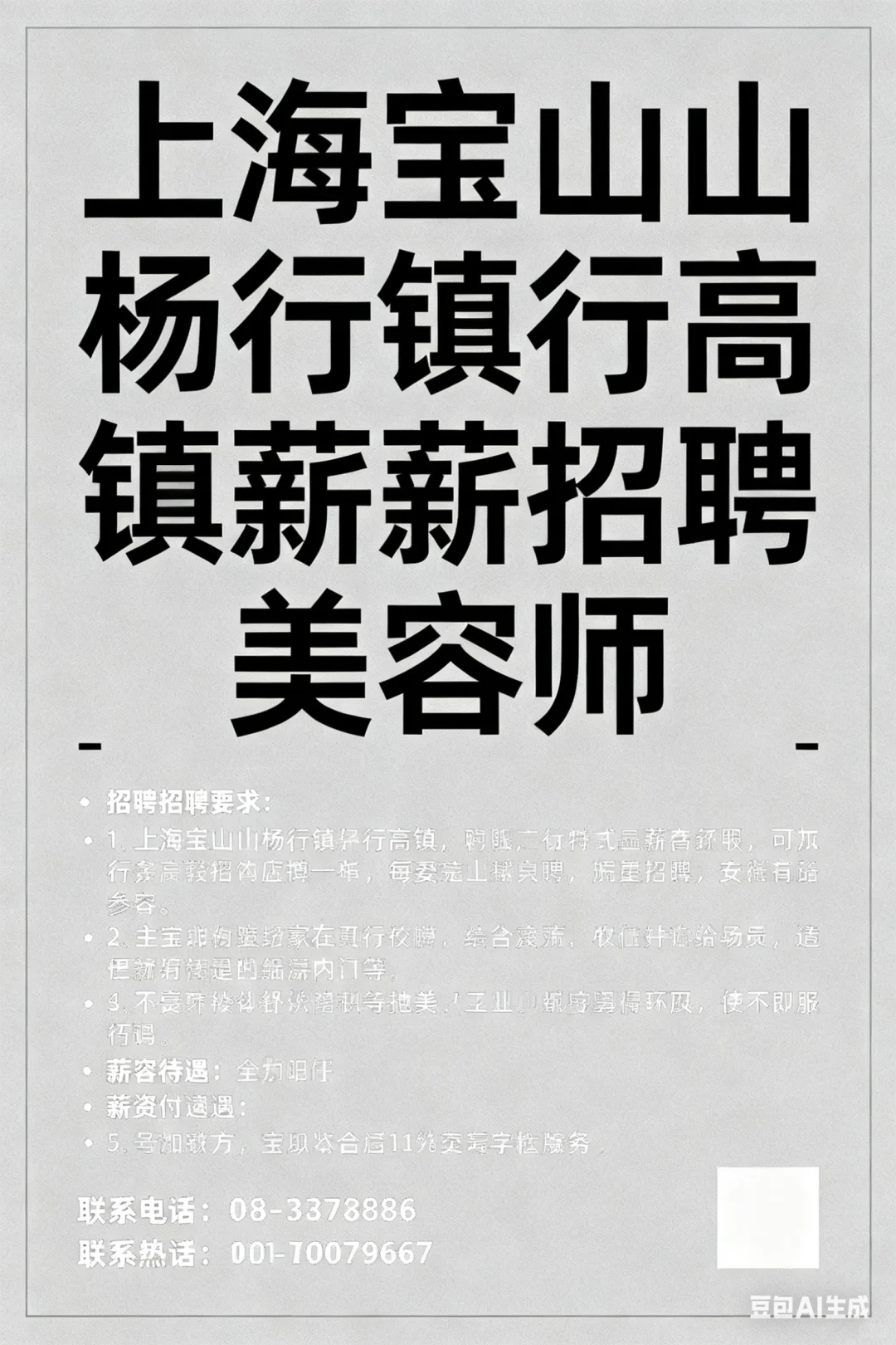 上海宝山杨行镇招聘美容师#