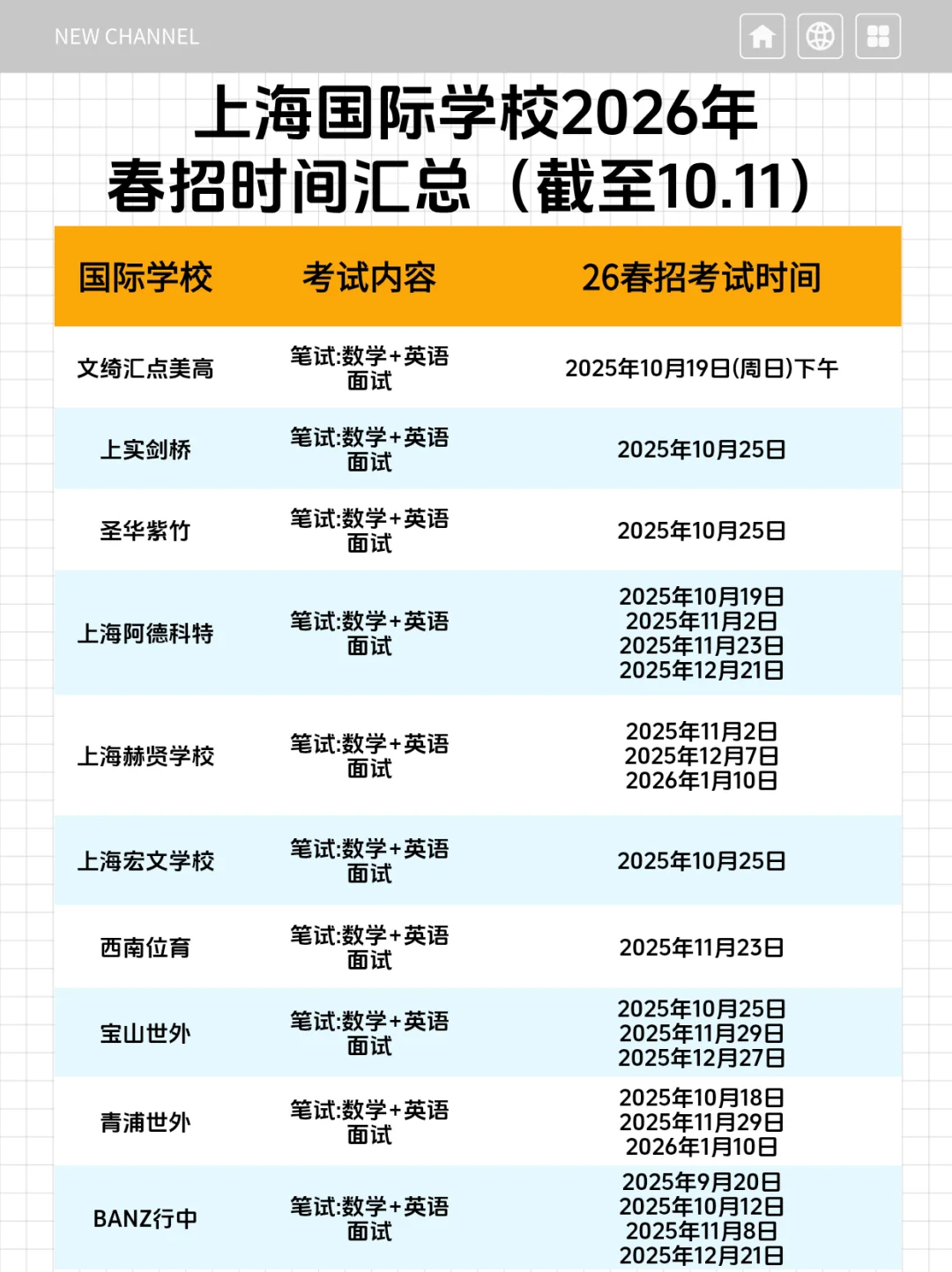 上海国际学校春招时间表，2026届家长速存！