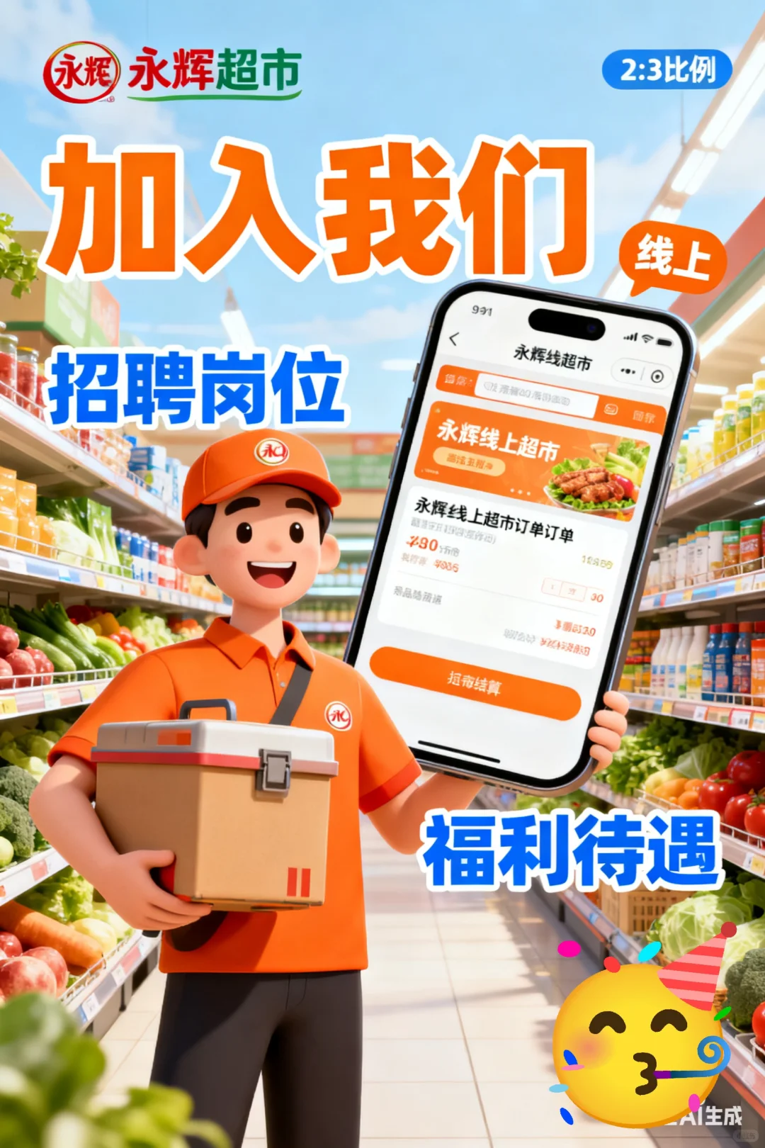永辉线上超市急招！不卡学历、薪资透明，赚钱