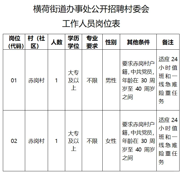 清远清城区招聘村委会工作人员！大专及以上