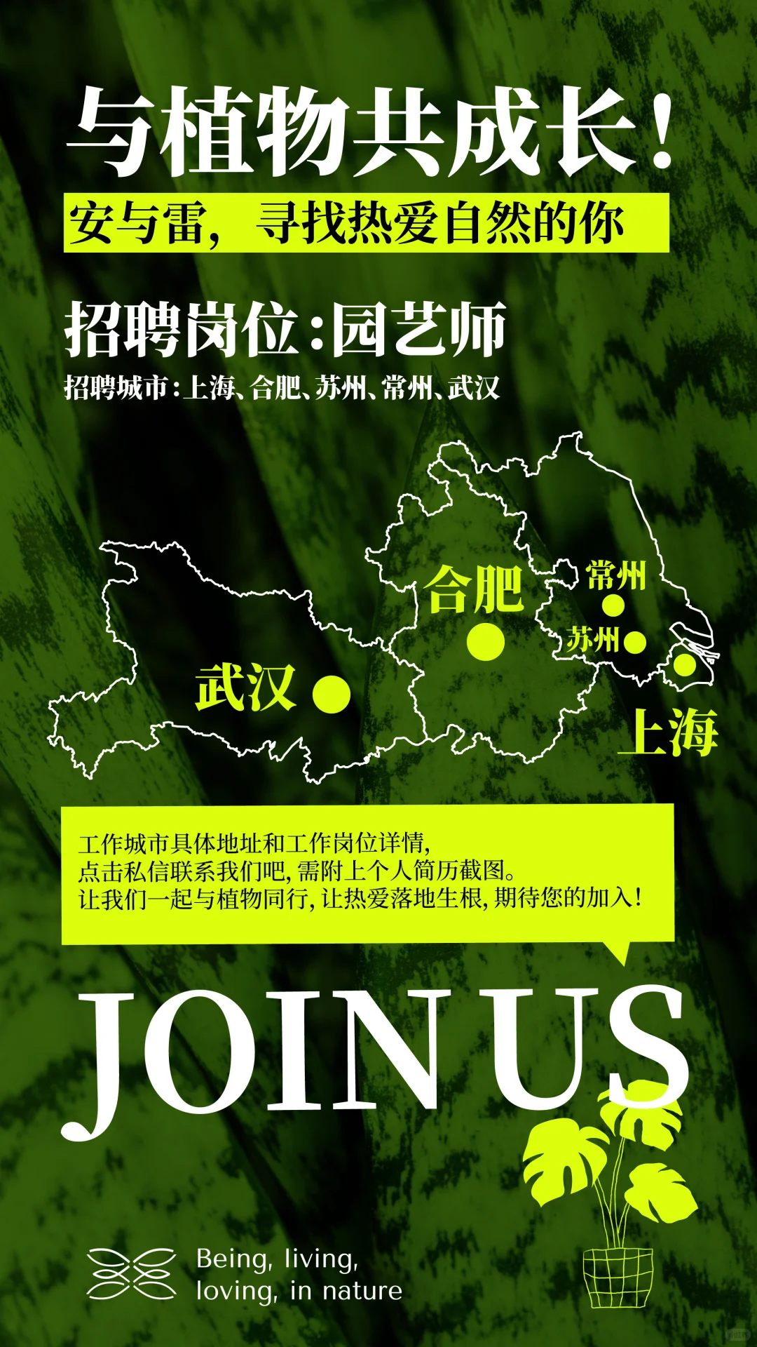 安与雷招聘｜园艺师，寻找热爱自然的你🌳