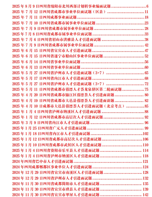 四川德阳市人才引进历年面试题149套题