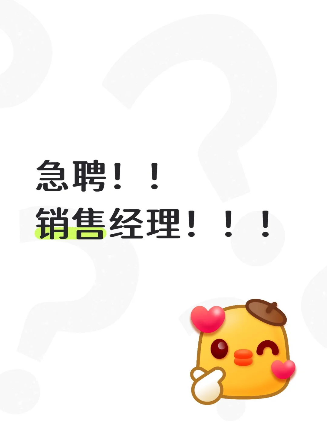 急聘销售经理！！！