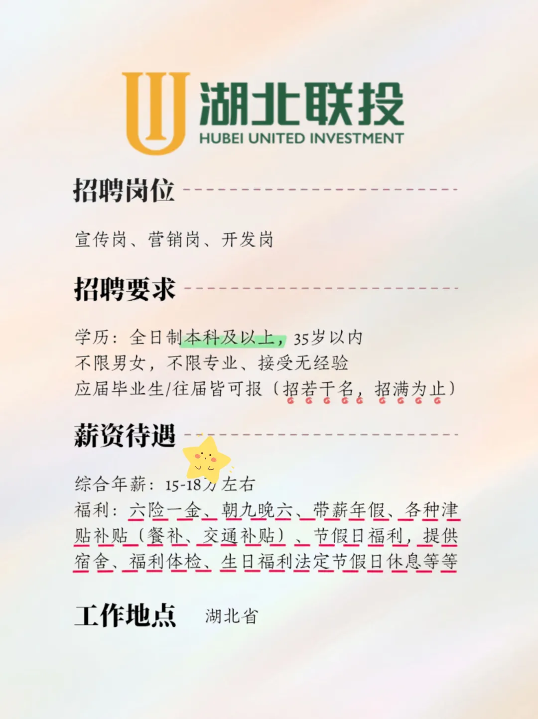 湖北联投正在招人，投就中！！