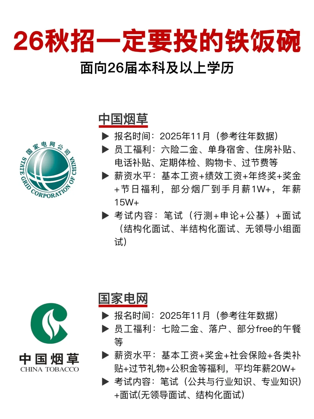26秋招一定要投的铁饭碗