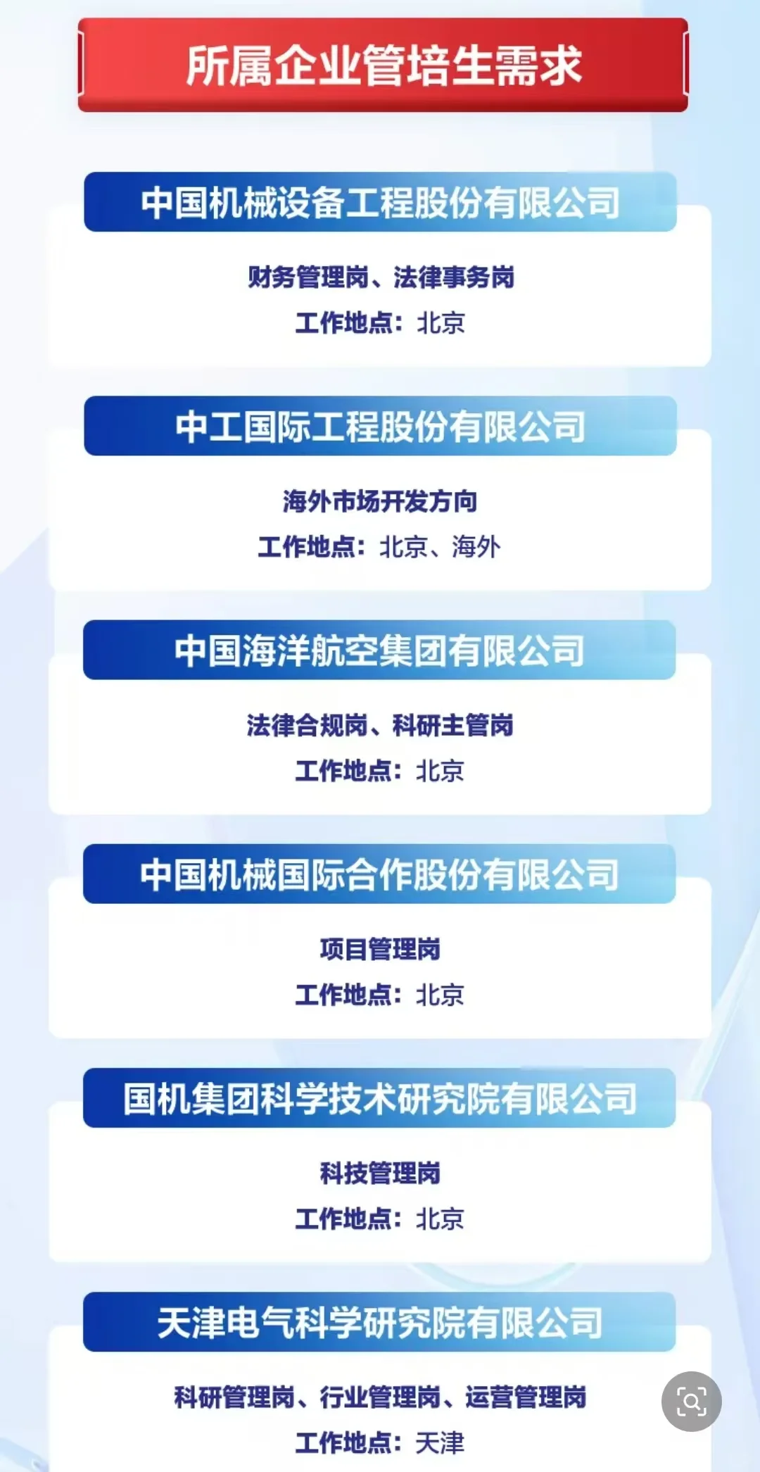 国机集团管培生开了