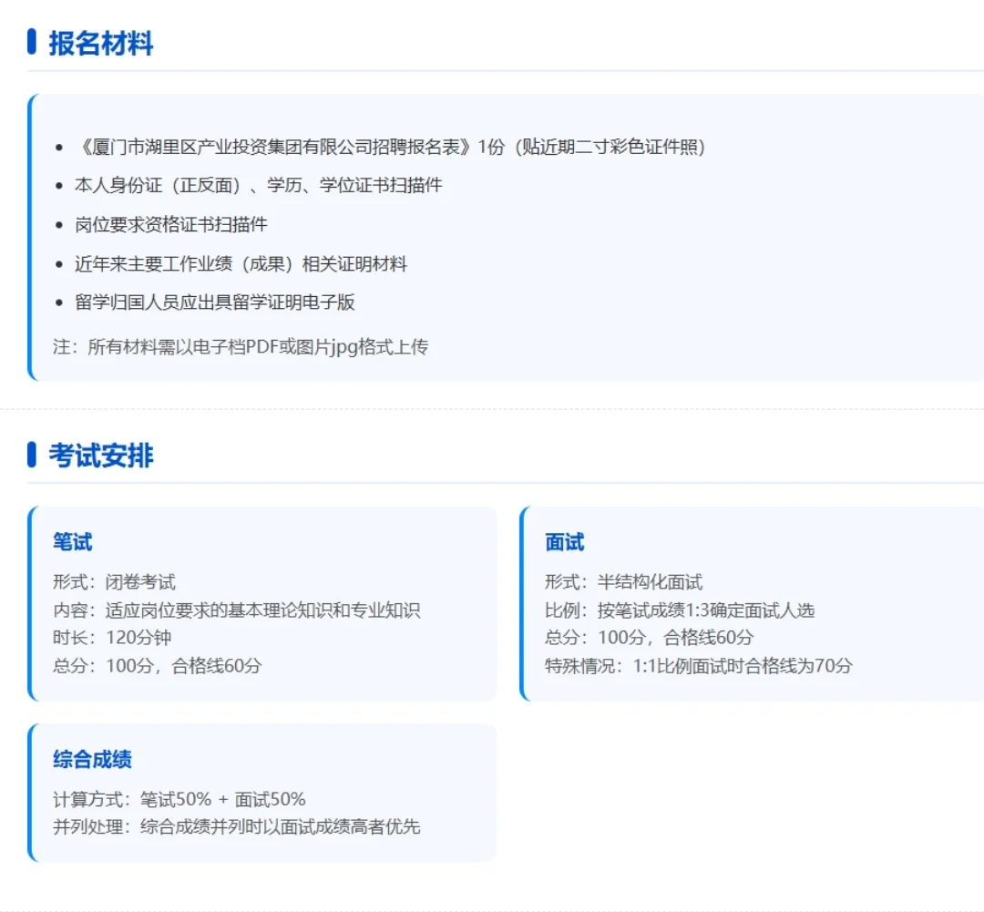 厦门市湖里区产业投资集团招聘来咯！