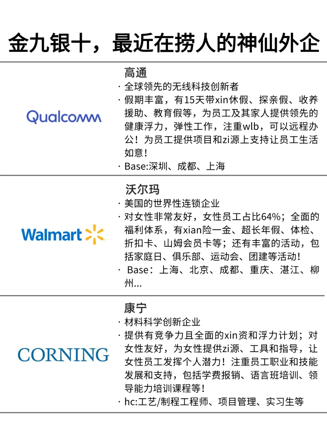 金九银十，近期放hc的神仙外企