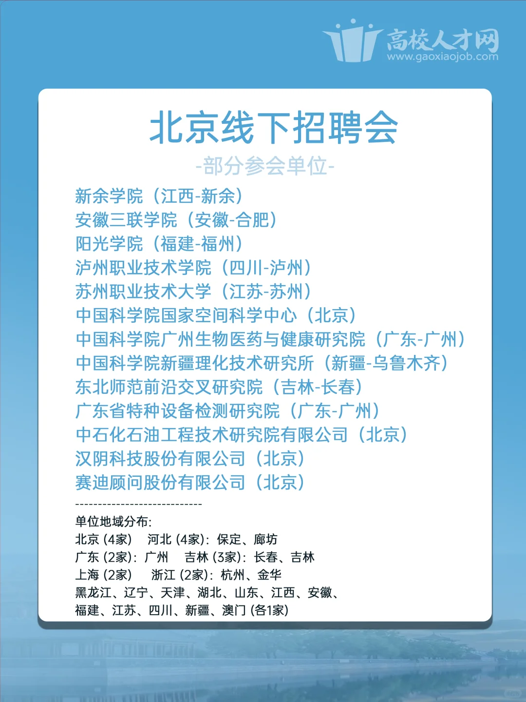 10月27日，北京市招聘会来了！博士人才速看