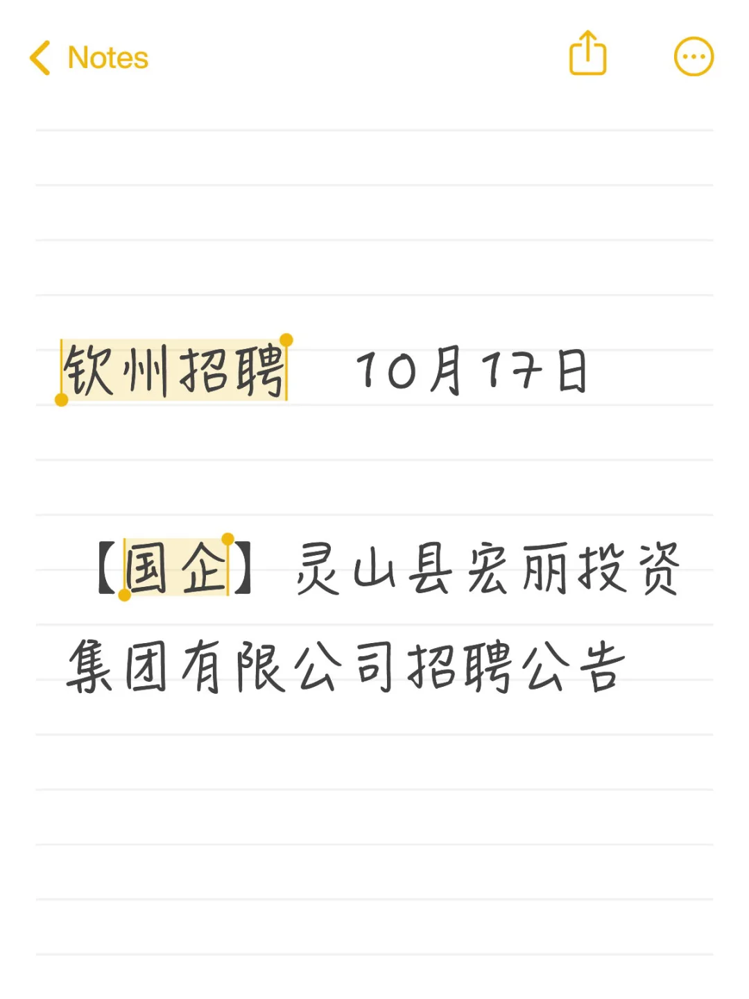 10月17日 |国企灵山宏丽投资集团招聘公告