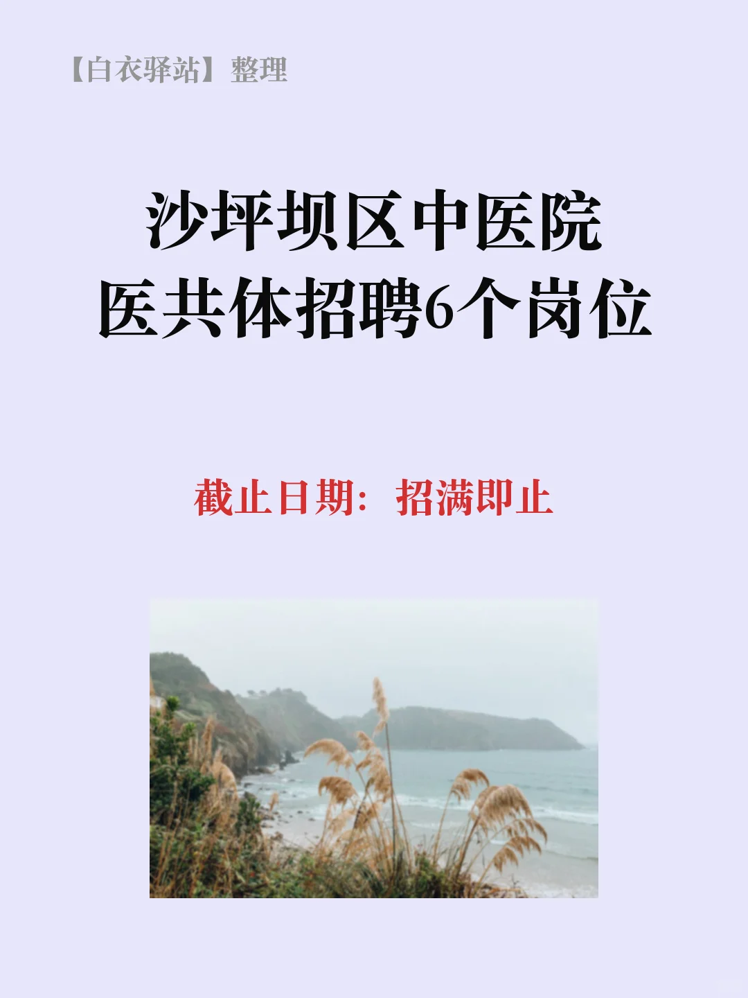 沙坪坝区中医院医共体招聘6个岗位