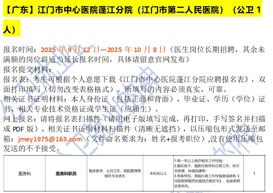 公卫最新招聘~第七期