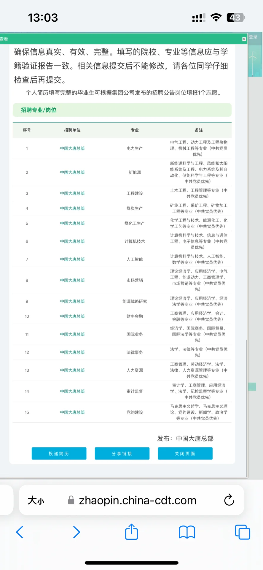 中国大唐集团招聘应届法务（多地多公司有岗）