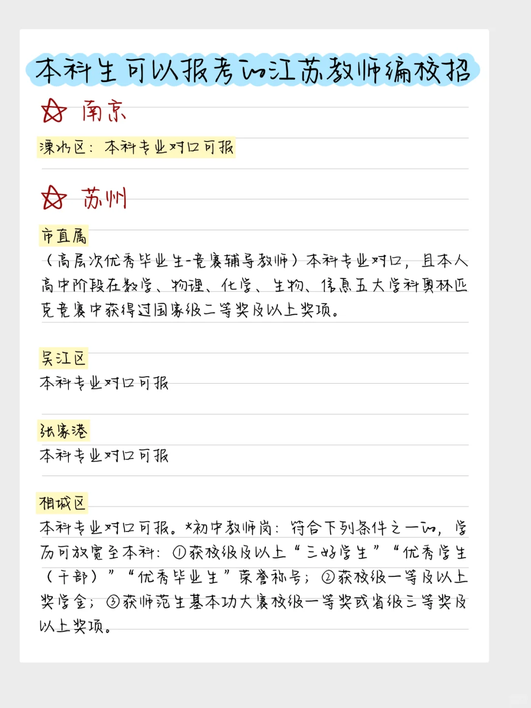 本科生可以报考的江苏教师编校招批次