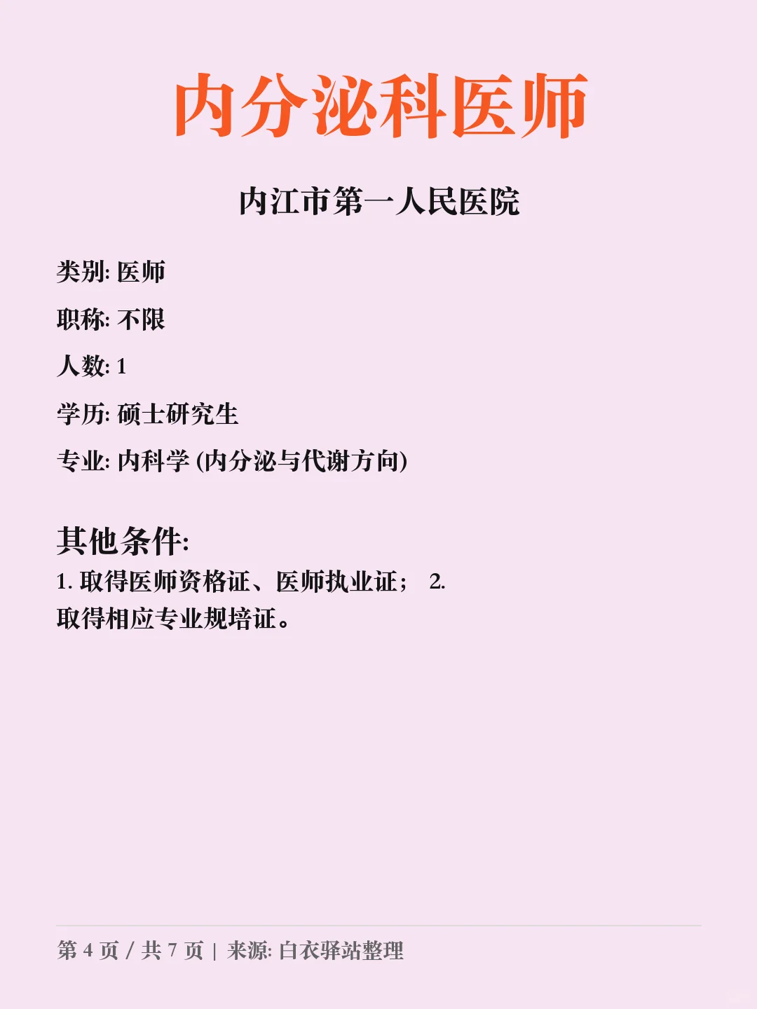 内江市第一人民医院招聘