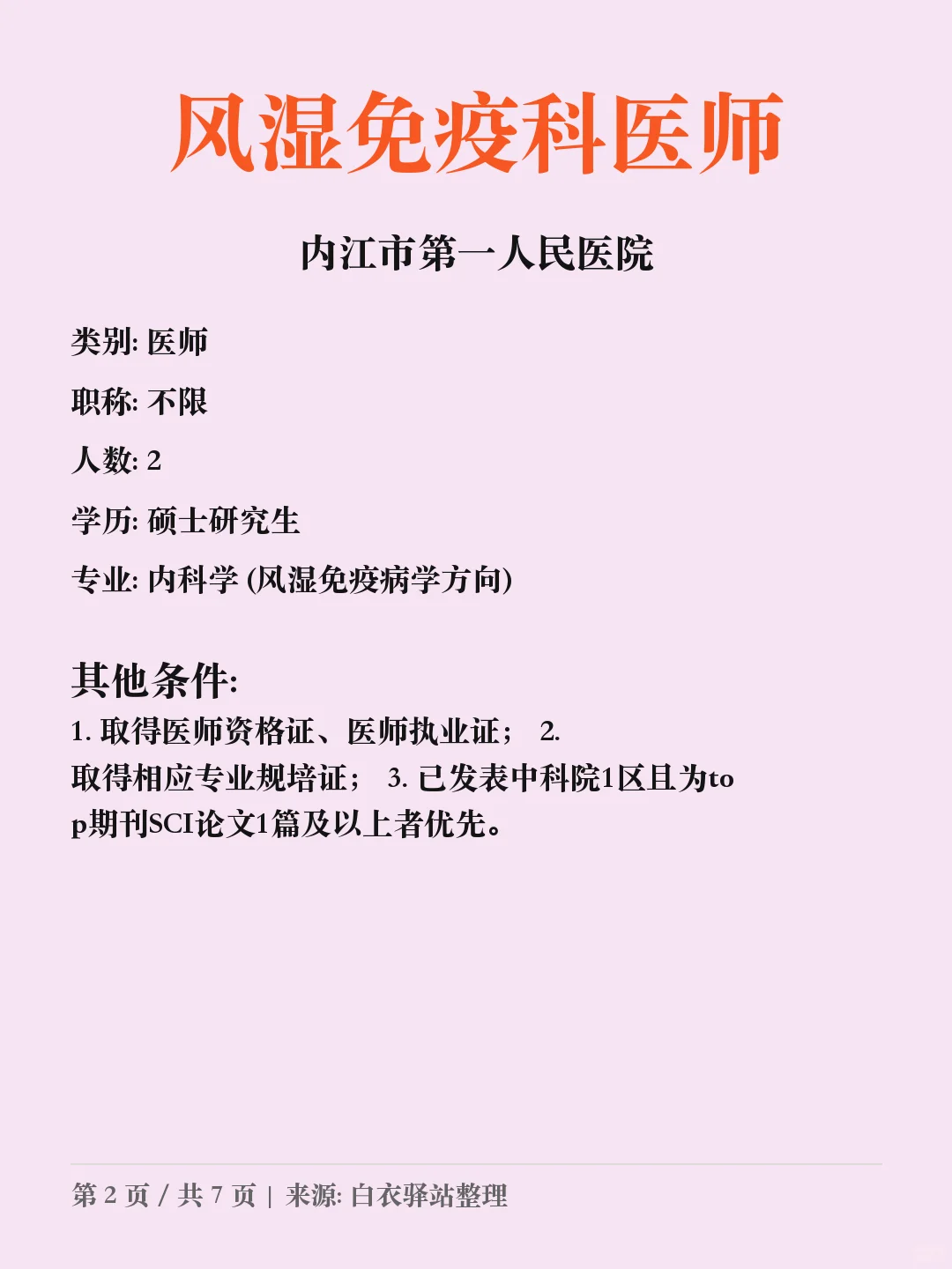 内江市第一人民医院招聘