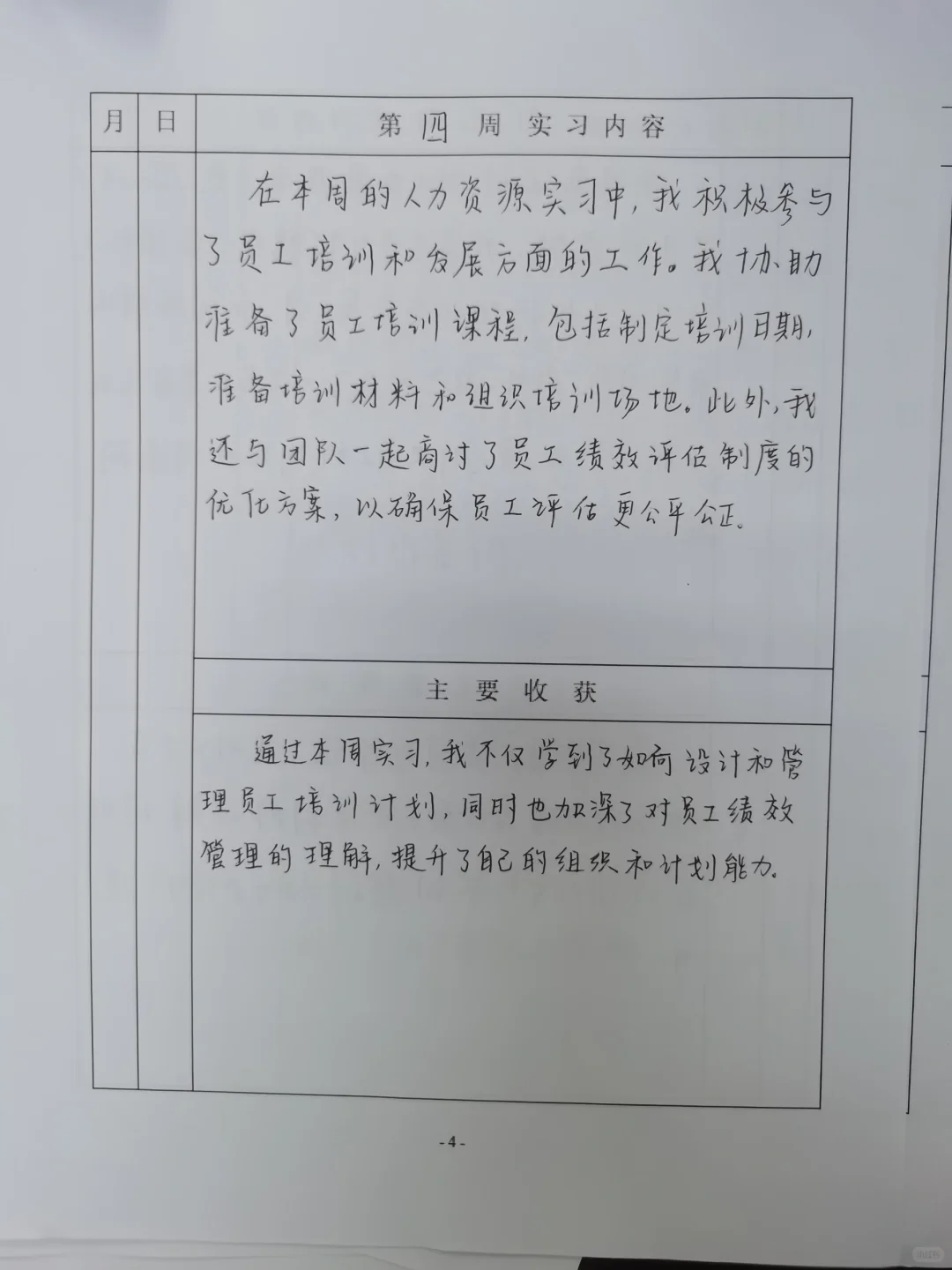 人力资源岗位实习记录