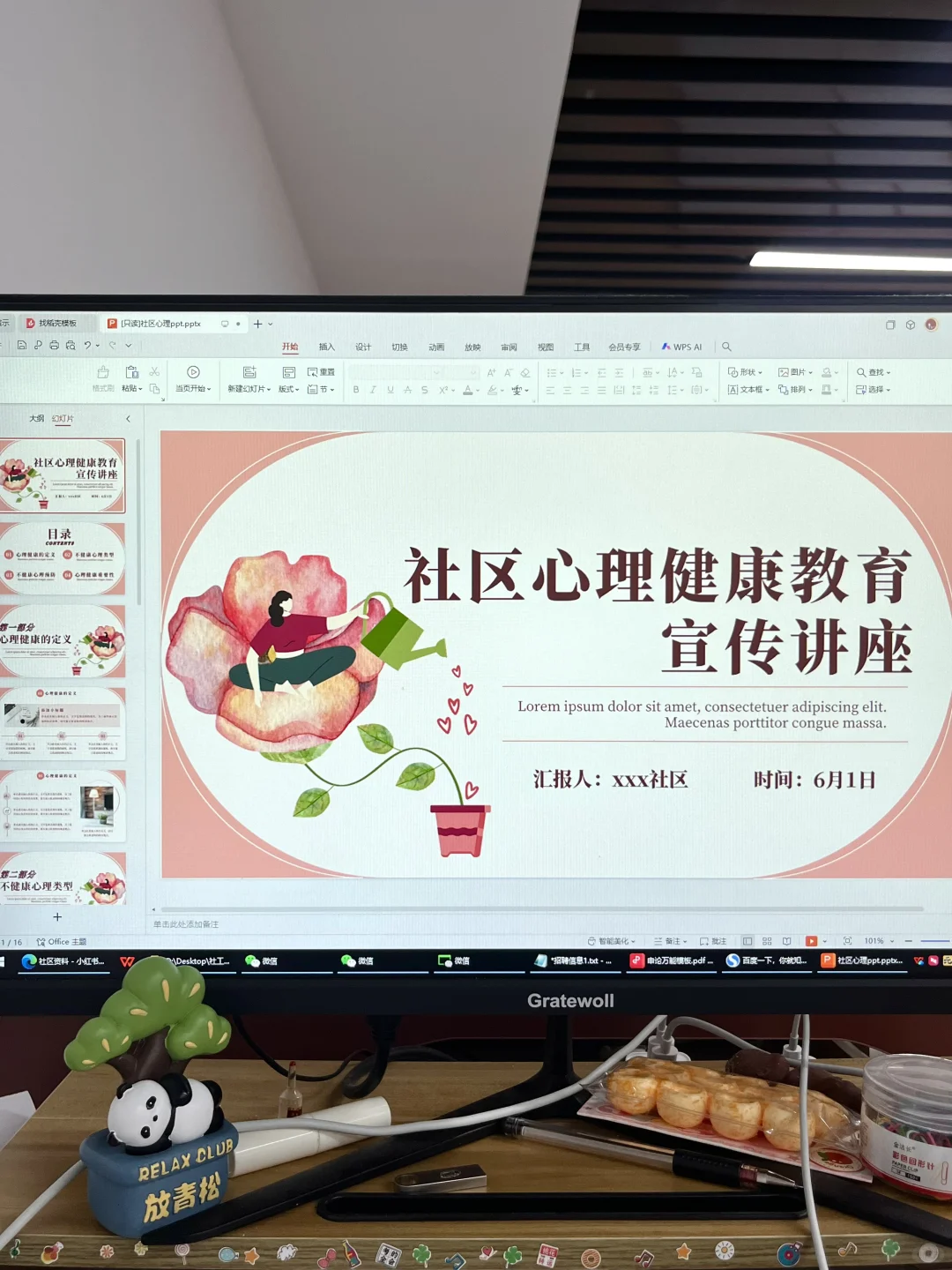 没想到社区心理讲座ppt模版居然这么好用！