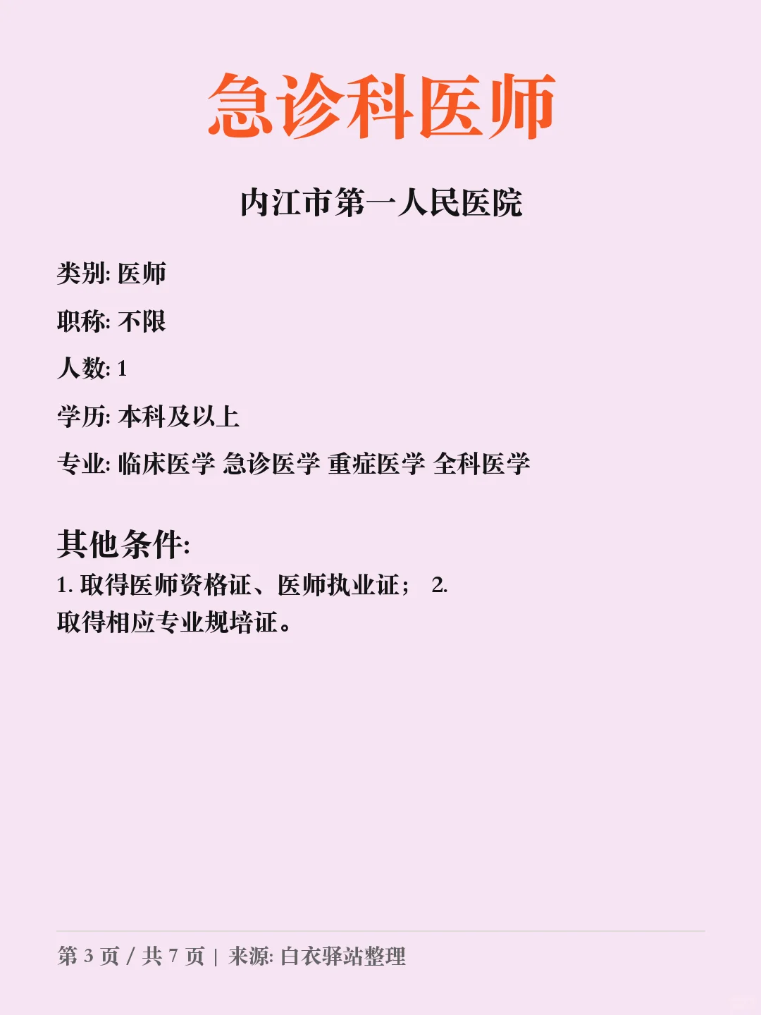 内江市第一人民医院招聘