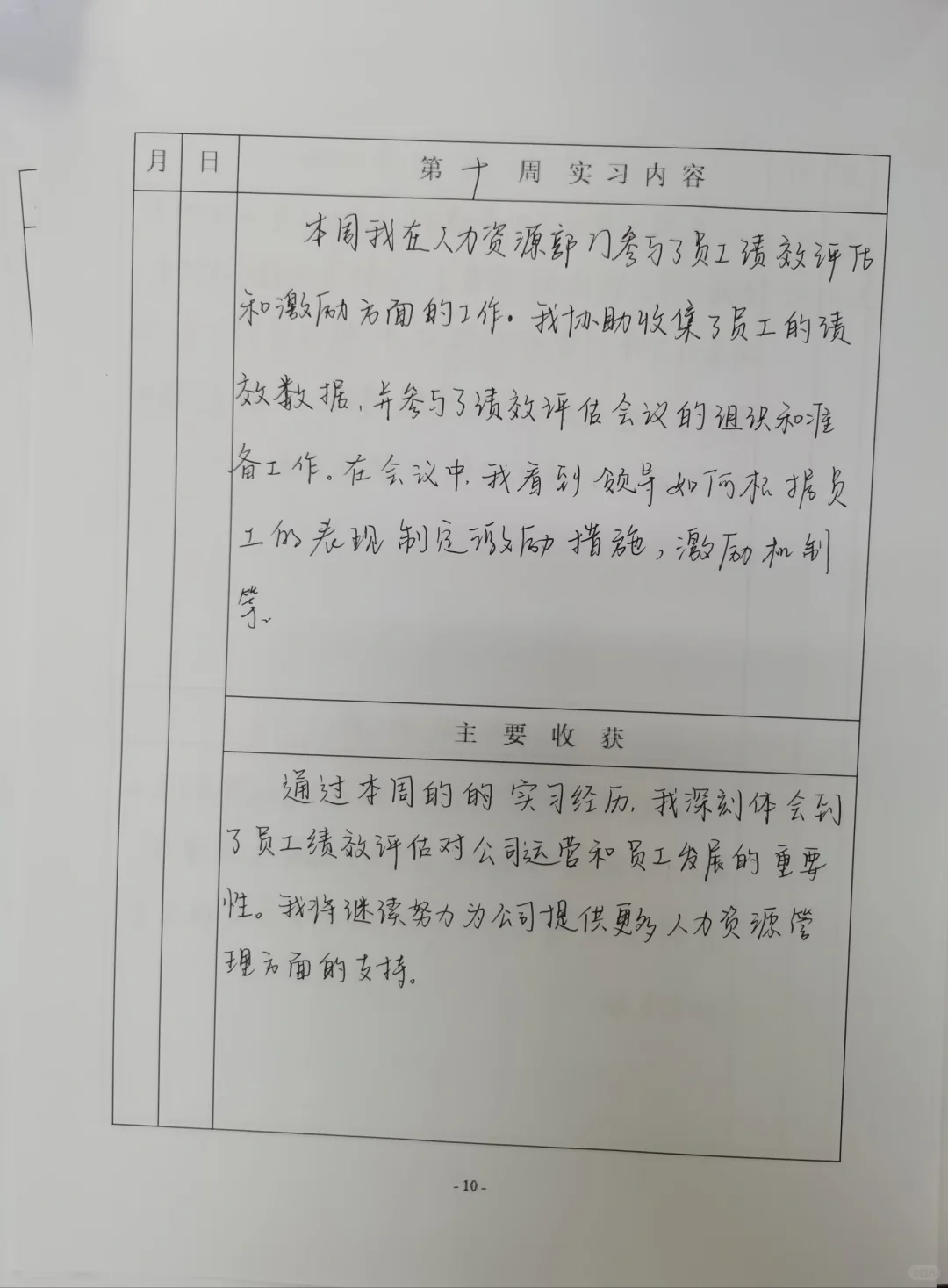 人力资源岗位实习记录